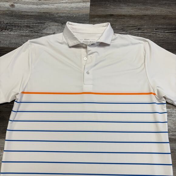Mizzen + Main Phil Mickelson White Striped Mens L Performance‎ Golf Polo Shirt - Picture 10 of 10